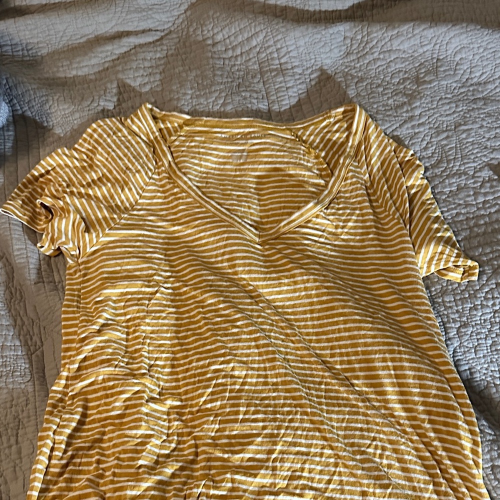 American Eagle Outfitters Yellow Striped Tee